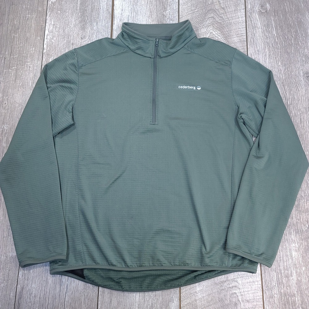 Cederberg Quarter Zip Pullover Mens Size M Green Grid Fleece Hiking Activewear